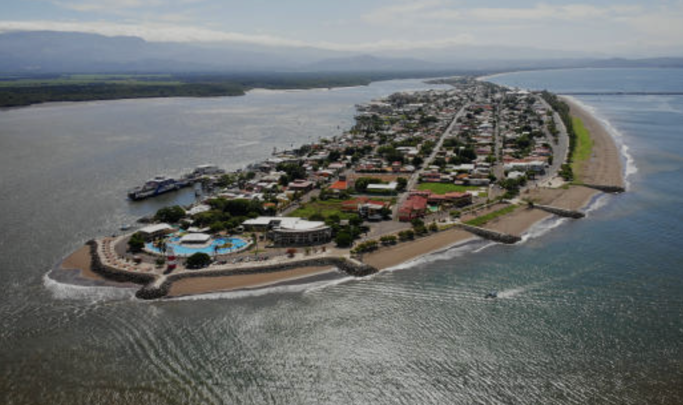 Aerial view of the Puntarenas peninsula on Costa Rica's Pacific coast